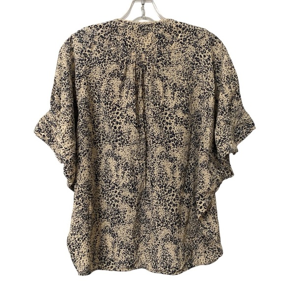 Pyrus for Trilogy Silk Cheetah Print Buttons Oversize Dolman Sleeve Top Blouse - Picture 3 of 7